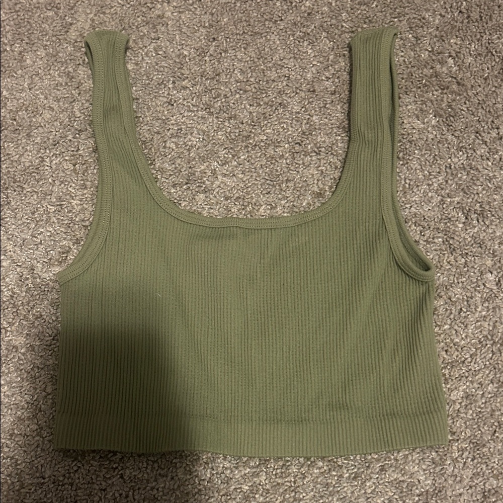 Cotton On Olive Ribbed Crop Top